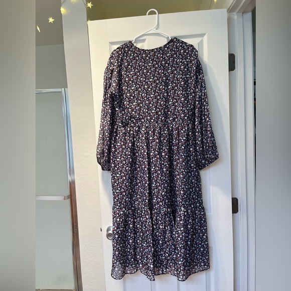 Madewell Floral Midi Long Sleeve Dress, Size L - Picture 6 of 6